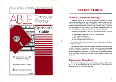 Copy and design, ABLE educational software user guide, Psychological Corporation, 1985 — my first adventure with computers (and DOS).