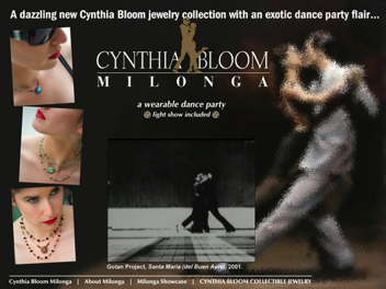 Cynthia Bloom Milonga splash page, concept and design.