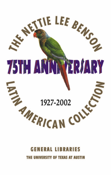 Outdoor banner celebrating the Benson Latin American Collection’s 75th anniversary.