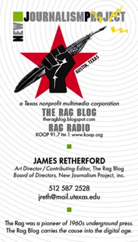 New Journalism Project/Rag Blog/Rag Radio business card, 2011.