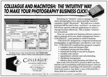 Colleague Business Software, half-page national trade ad, concept, copy, and design