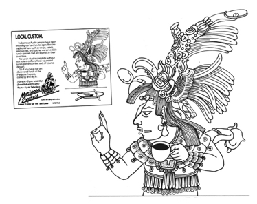 Mariposa Express, quarter page newspaper ad, concept, copy, and design (Jose Treviño illustration)