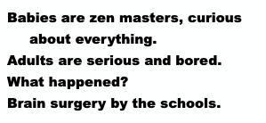 Babies are zen masters, curious
     about everyth